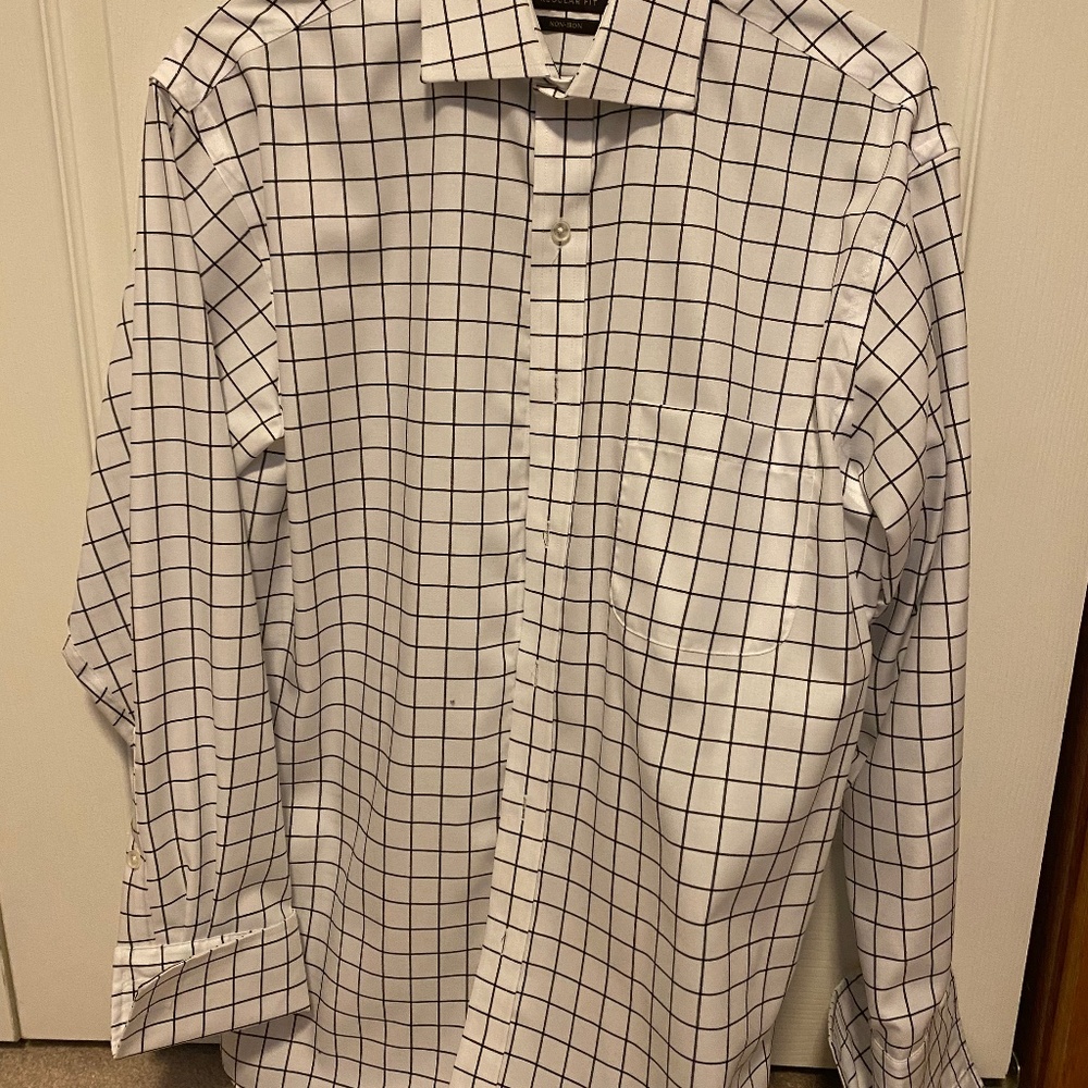Checkered French Cuff Dress Shirt